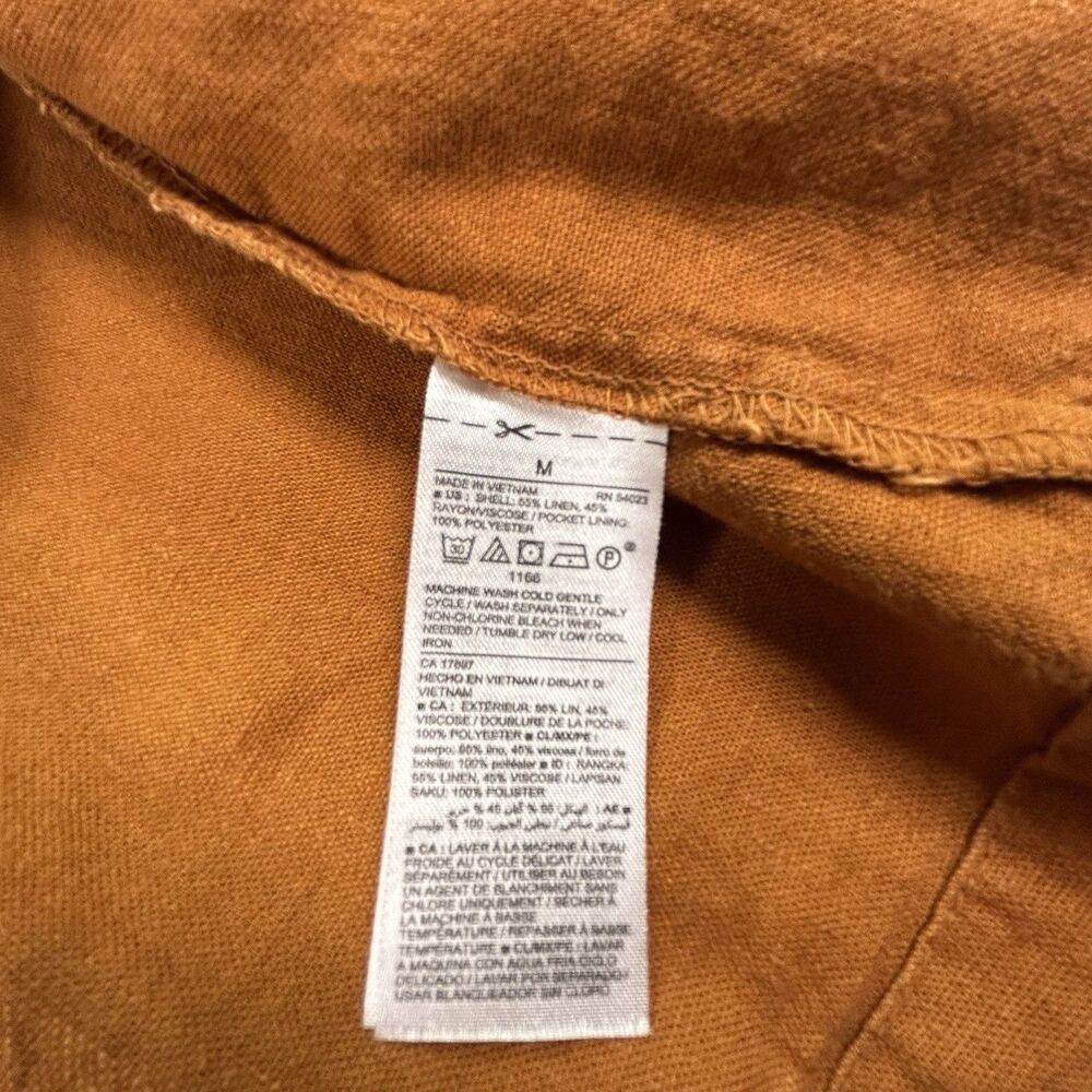 Old Navy Linen Blazer Womens Med Burnt Orange Open Front Lightweight Jacket - Picture 7 of 12